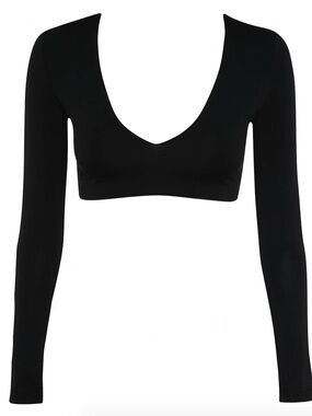 Myra Swim Black Long Sleeve V-Neck Bikini Top